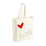 Greyhound’s love – Red Heart - Beige Canvas Shopper Bag