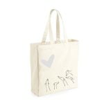 Greyhound’s love – Silver Heart - Beige Canvas Shopper Bag