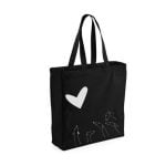 Greyhound’s love – Silver Heart - Black Canvas Shopper Bag